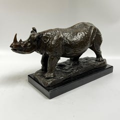 Rhino Bronze Sculpture After Antoine-Louis Barye
