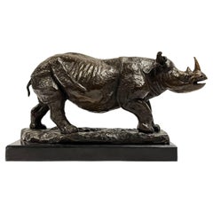 Rhino Bronze Sculpture After Antoine-Louis Barye