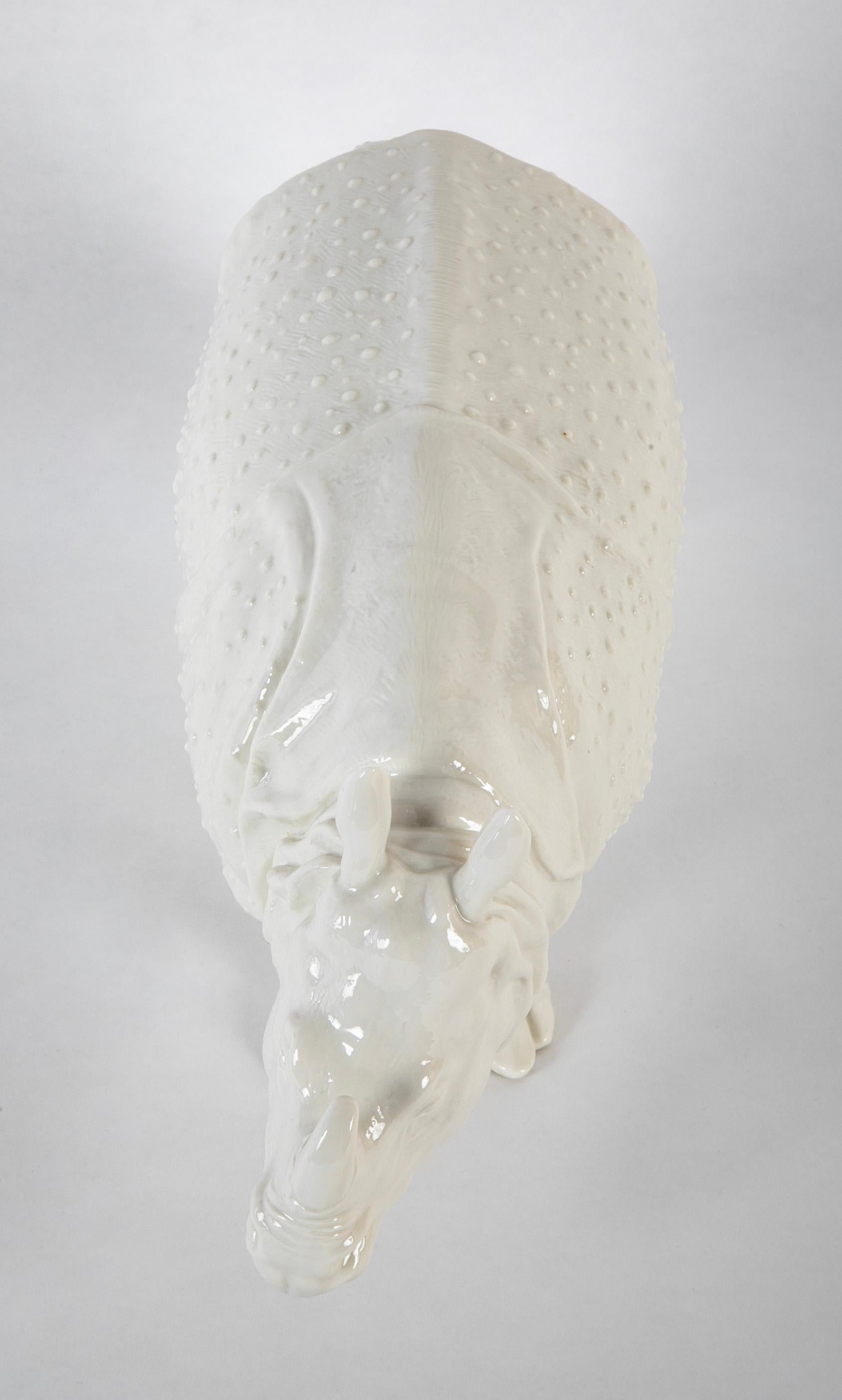 Rhino Clara Nymphenburg Frankenthaler Model in White Glazed Porcelain For Sale 5