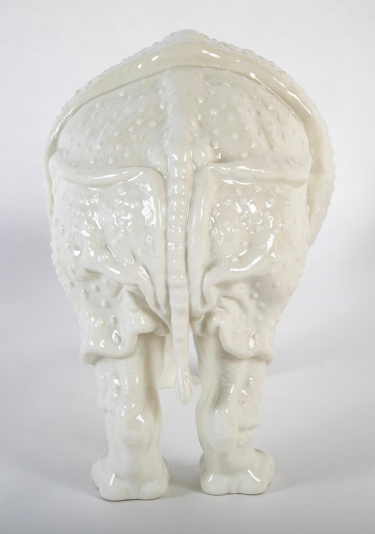 Rhino Clara Nymphenburg Frankenthaler Model in White Glazed Porcelain For Sale 7