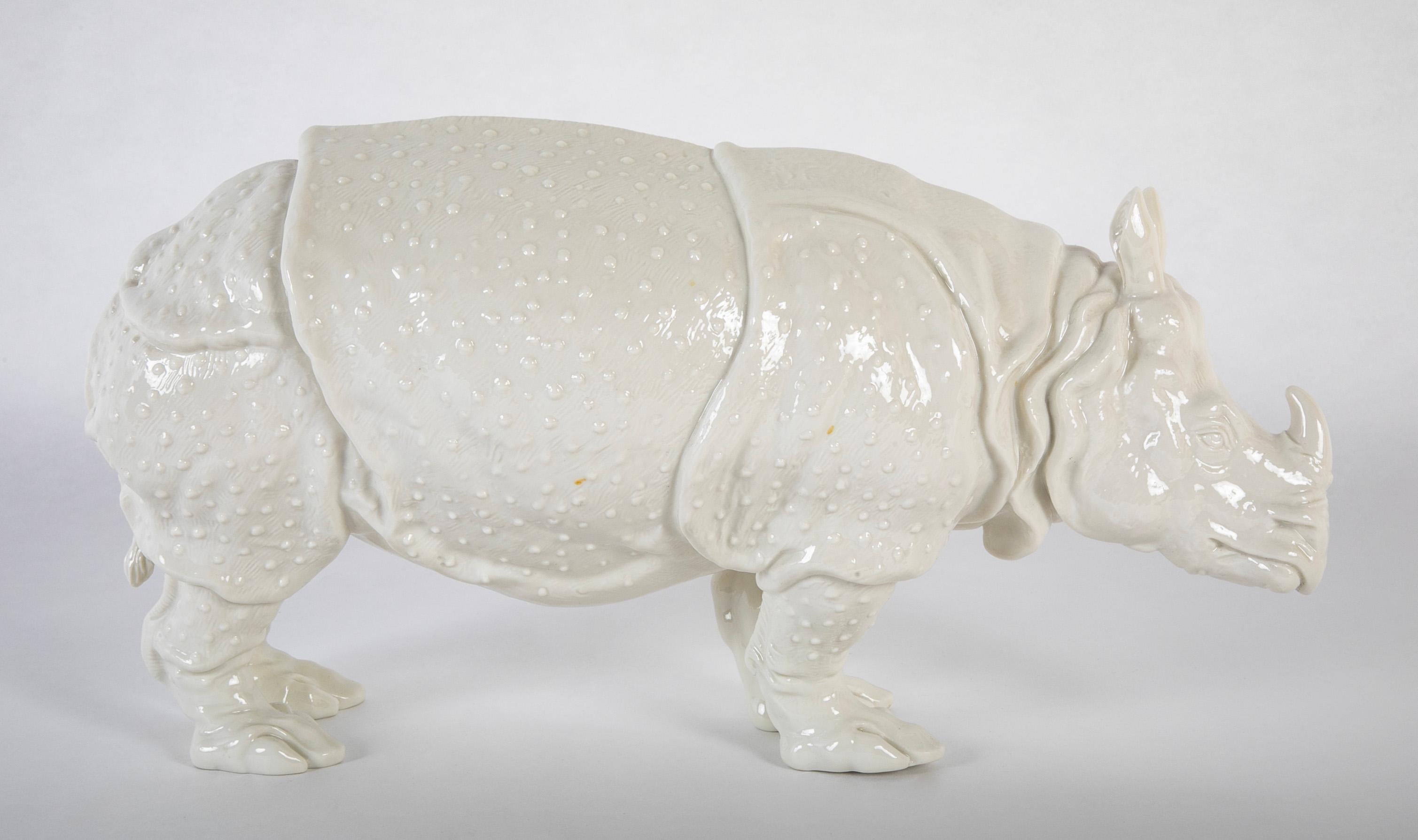 20th Century Rhino Clara Nymphenburg Frankenthaler Model in White Glazed Porcelain For Sale