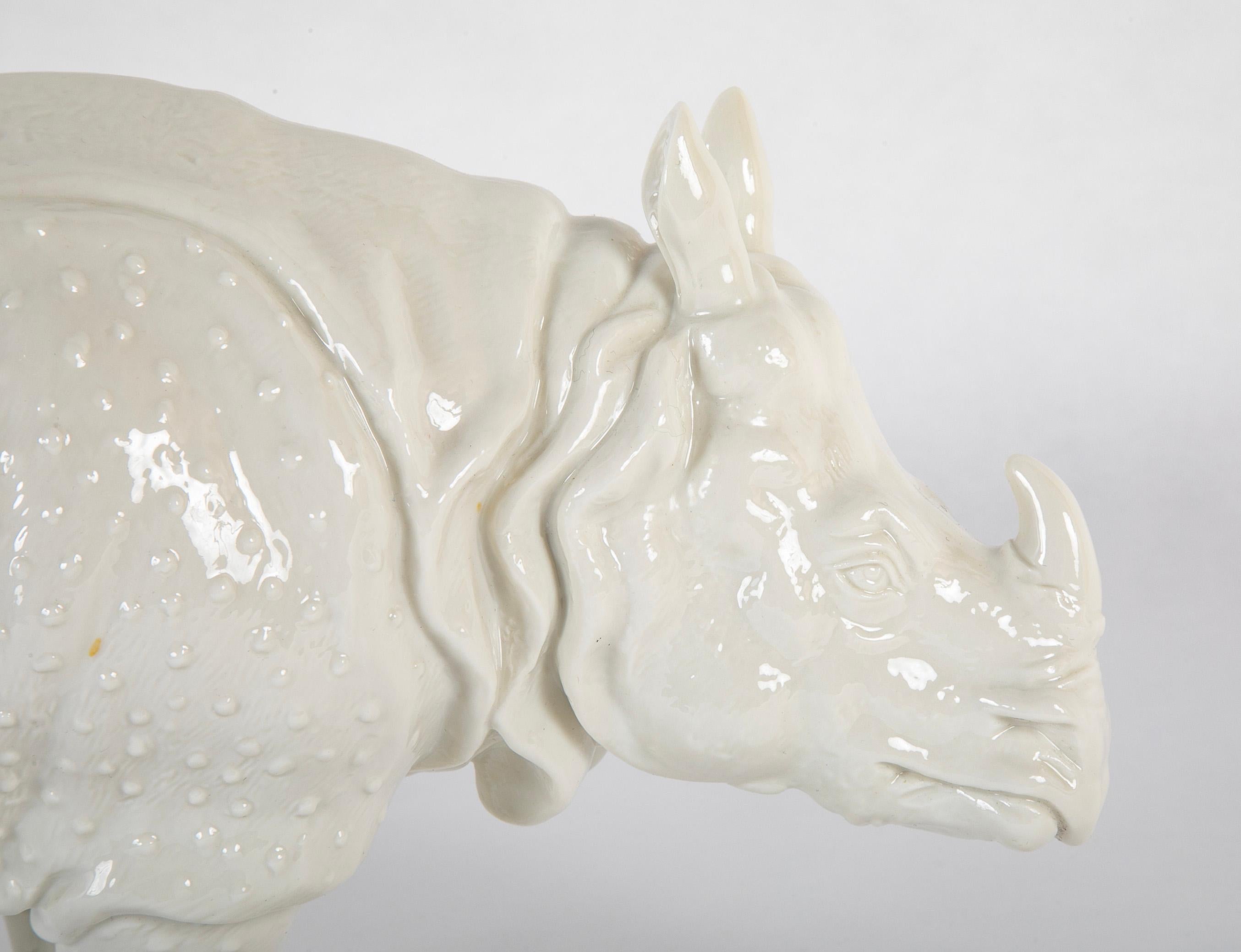 Rhino Clara Nymphenburg Frankenthaler Model in White Glazed Porcelain For Sale 1