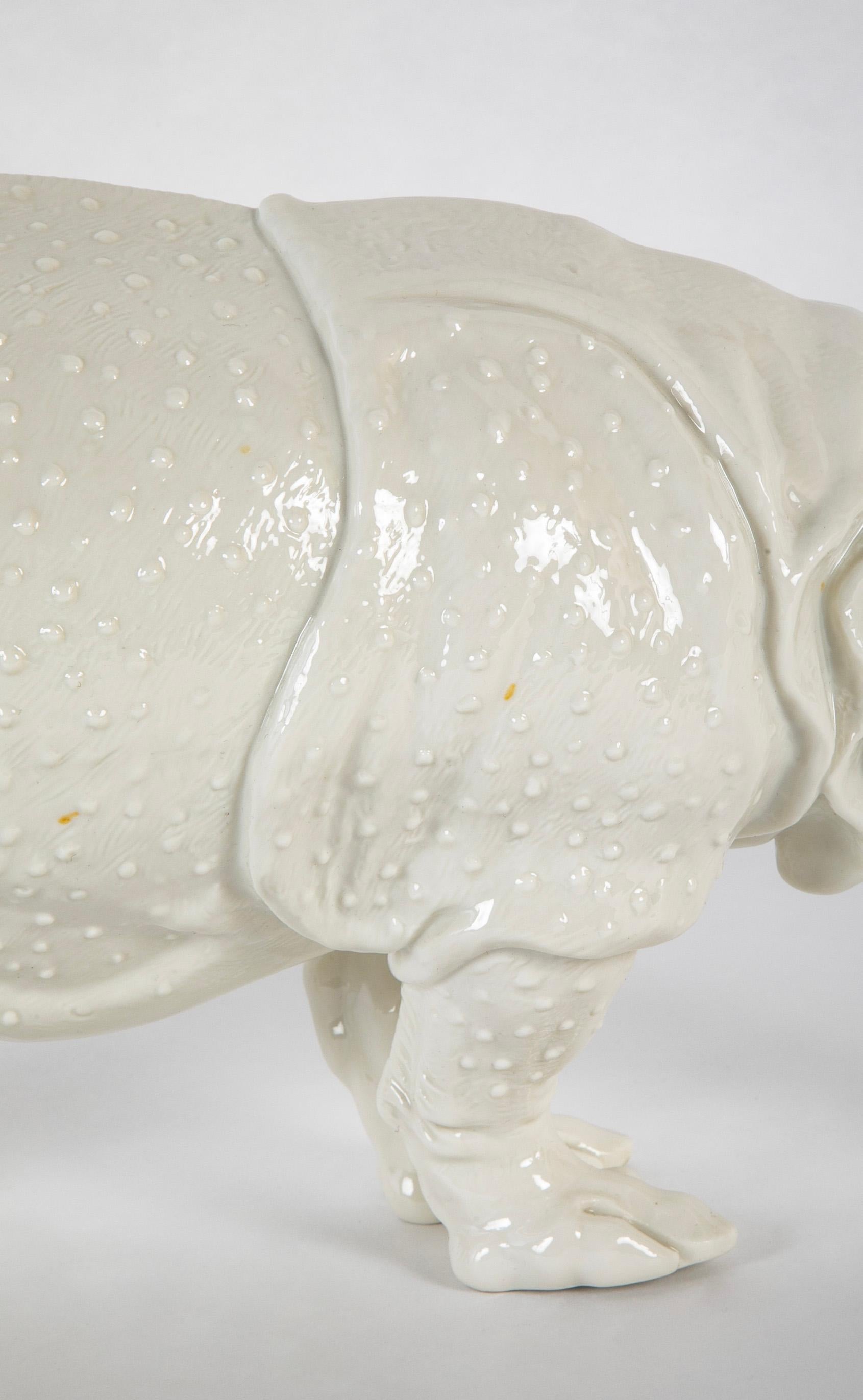 Rhino Clara Nymphenburg Frankenthaler Model in White Glazed Porcelain For Sale 2
