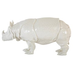 Vintage Rhino Clara Nymphenburg Frankenthaler Model in White Glazed Porcelain