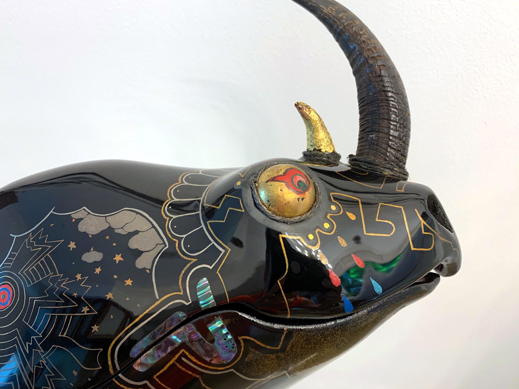 Rhino Contemporary Japanese Lacquer Art by Someya Satoshi For Sale 10