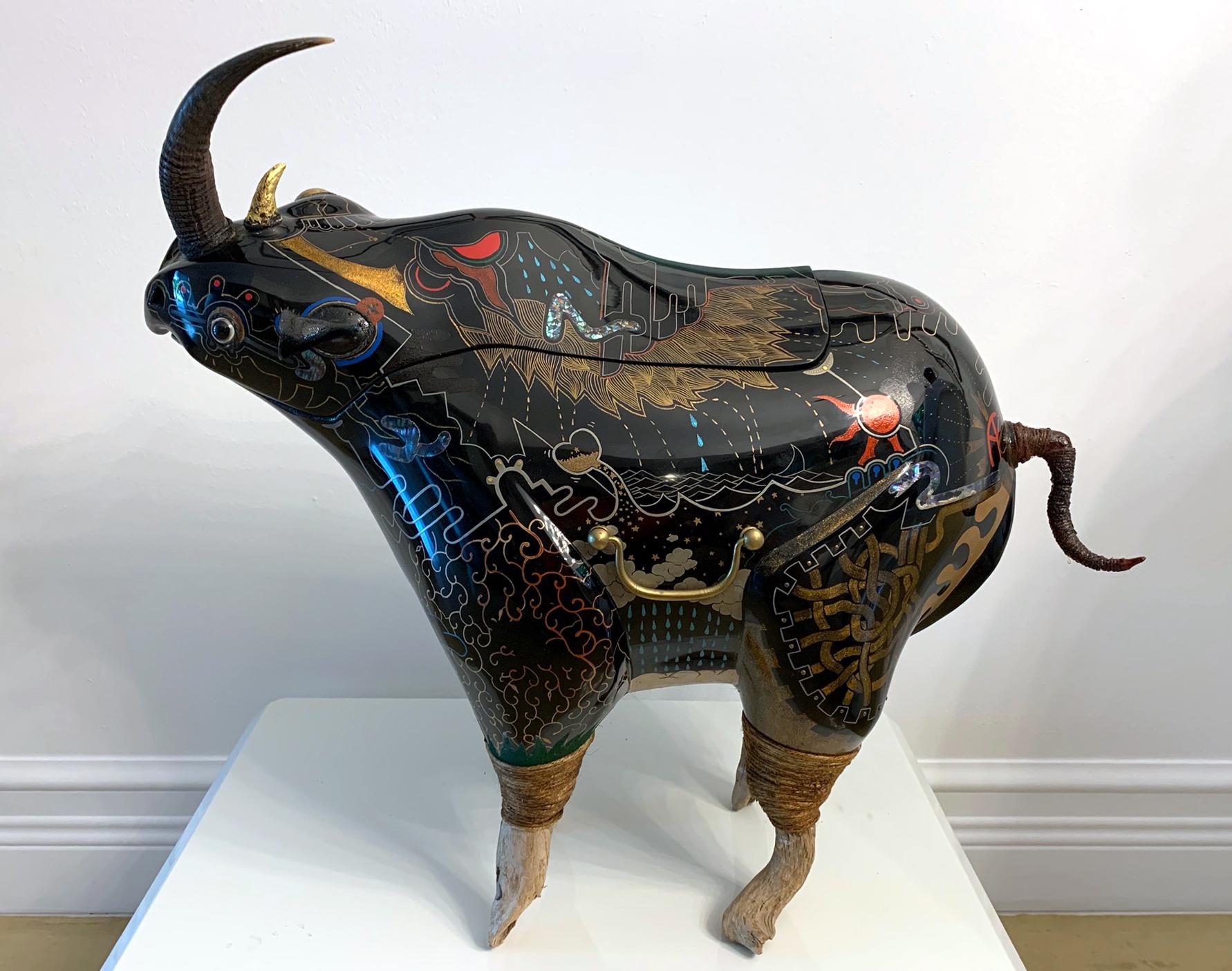 Rhino Contemporary Japanese Lacquer Art by Someya Satoshi For Sale 13