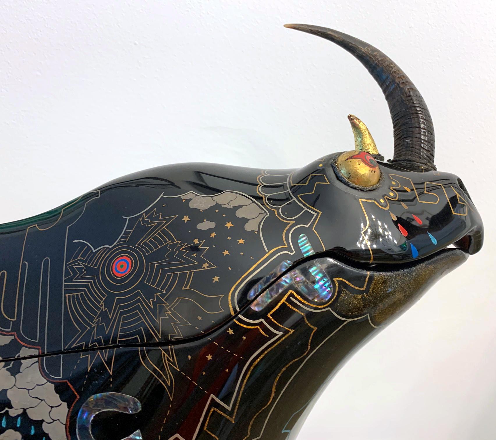 Rope Rhino Contemporary Japanese Lacquer Art by Someya Satoshi For Sale