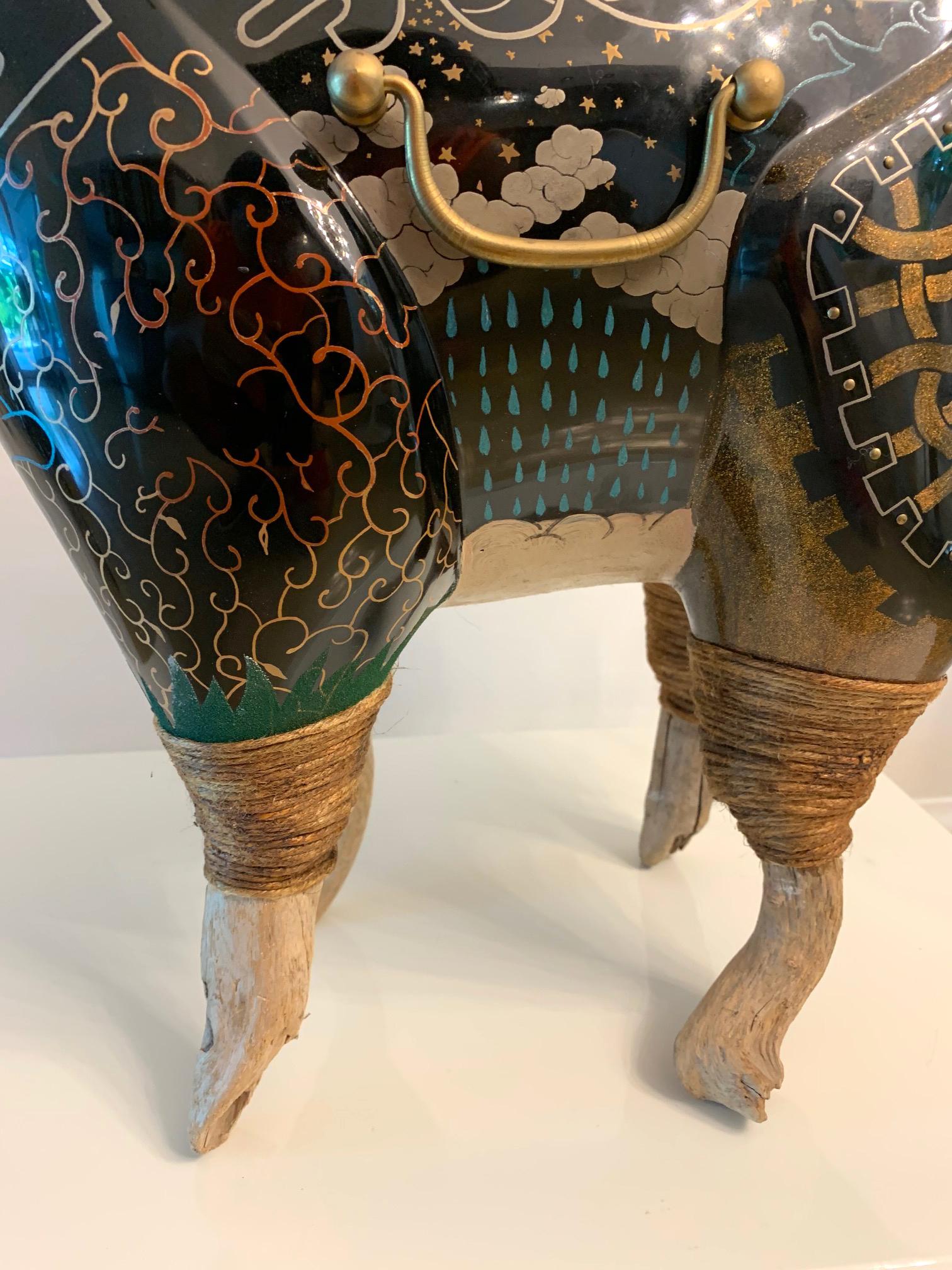 Rhino Contemporary Japanese Lacquer Art by Someya Satoshi For Sale 1