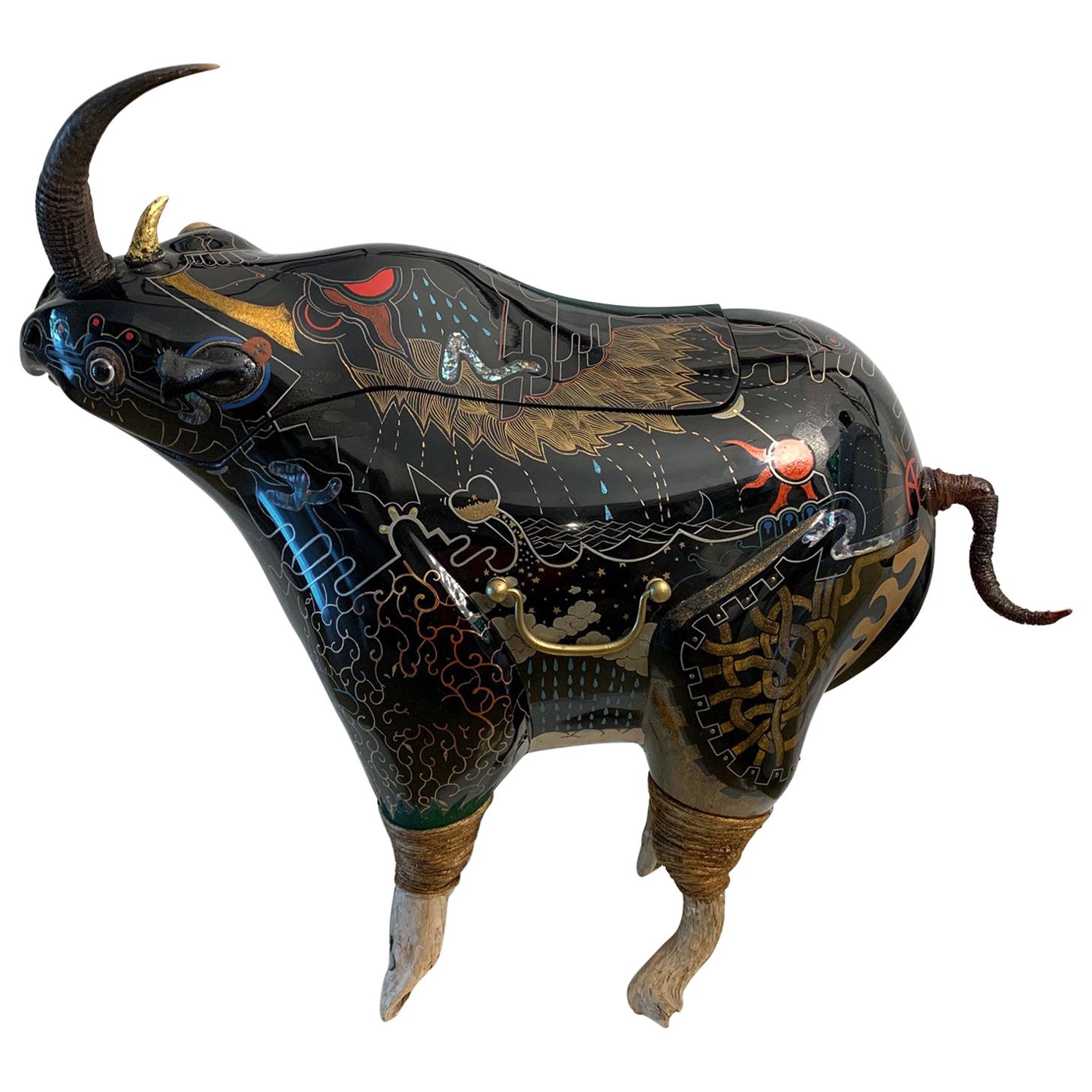 Rhino Contemporary Japanese Lacquer Art by Someya Satoshi For Sale