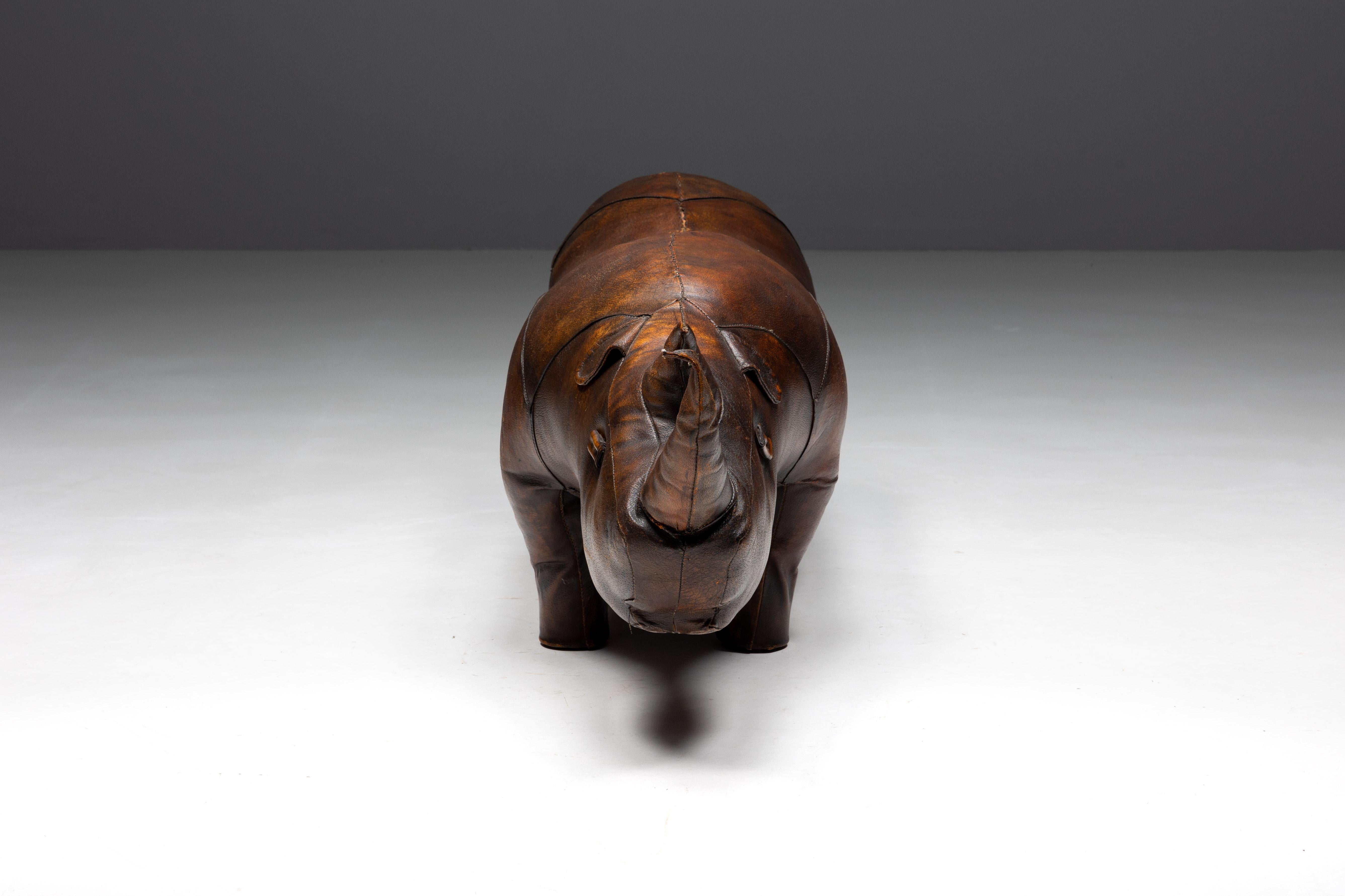 Leather Rhino Footstool by Dimitri Omersa, United Kingdom, 1950s