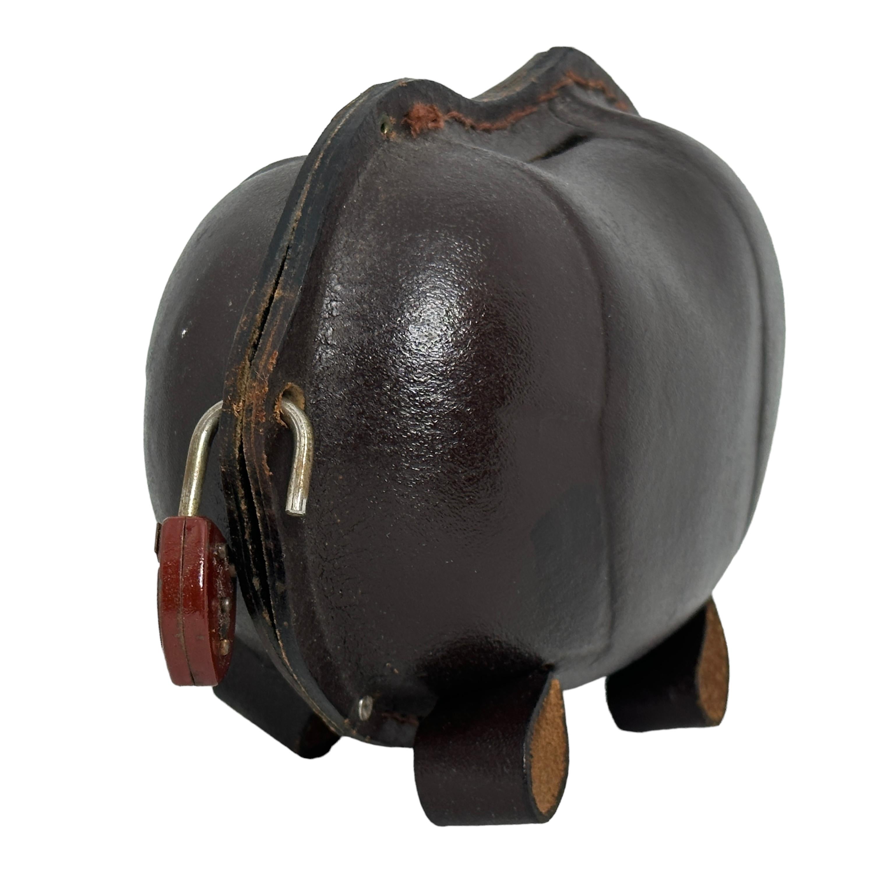 Late 20th Century Rhino Money Box Piggy Bank Made of Leather Mid-Century Modern, 1970s For Sale