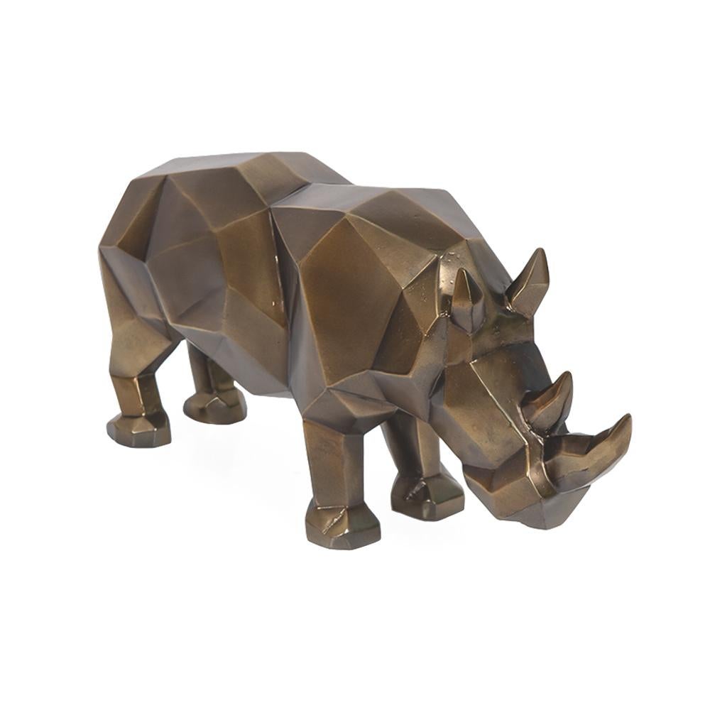Effet bronze Sculpture en résine de rhinocéros en vente
