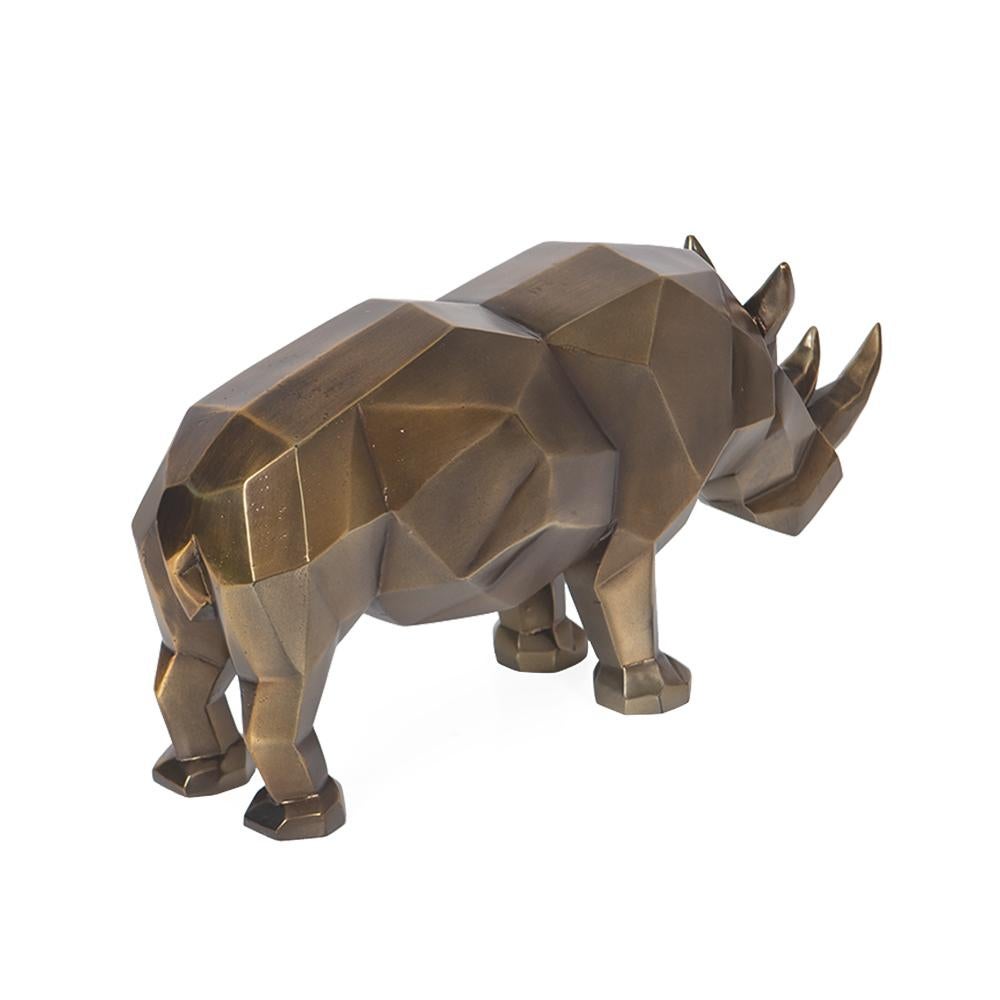 Bronzed Rhino Resin Sculpture For Sale