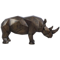 Rhino Sculpture in Brushed Brass, 2017