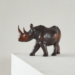 Rhino Sculpture in Carved Wood 1950s