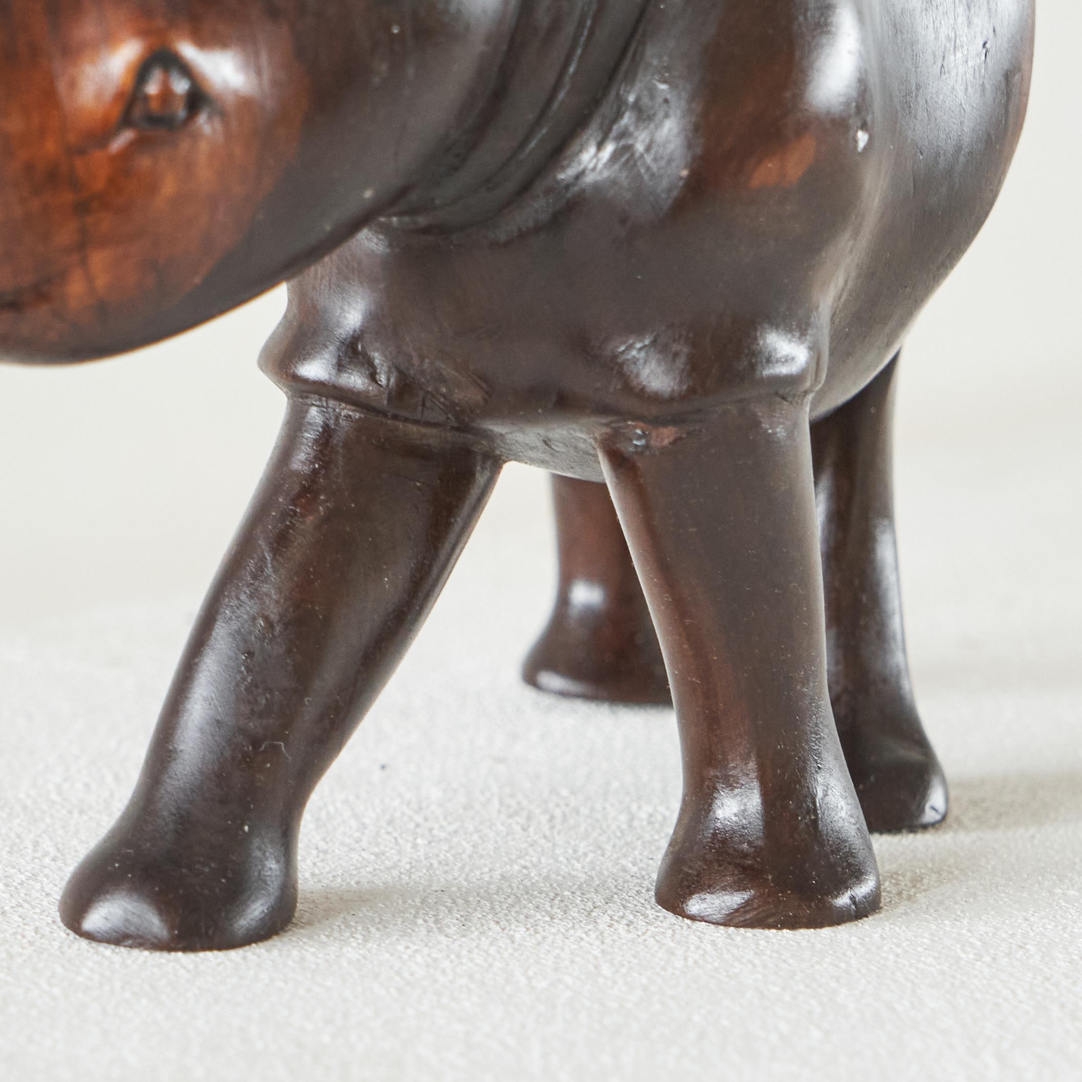 Rhino Sculpture in Carved Wood 1950s In Good Condition For Sale In Tilburg, NL