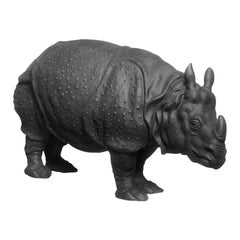 Rhinoceros Clara Animal Figure in Black Biscuit Porcelain by Nymphenburg