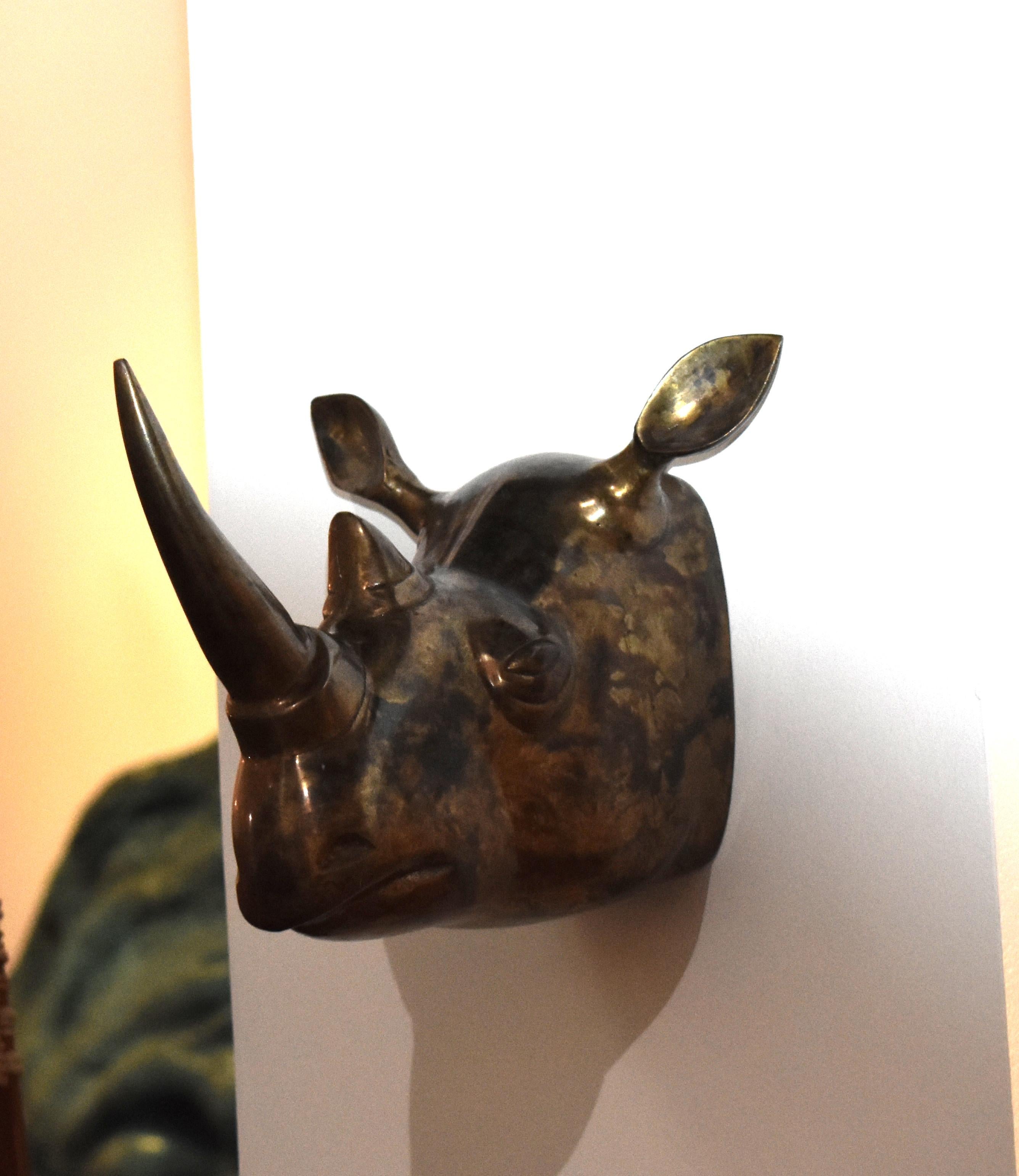 Rhinoceros Head Wall Sculpture For Sale 1