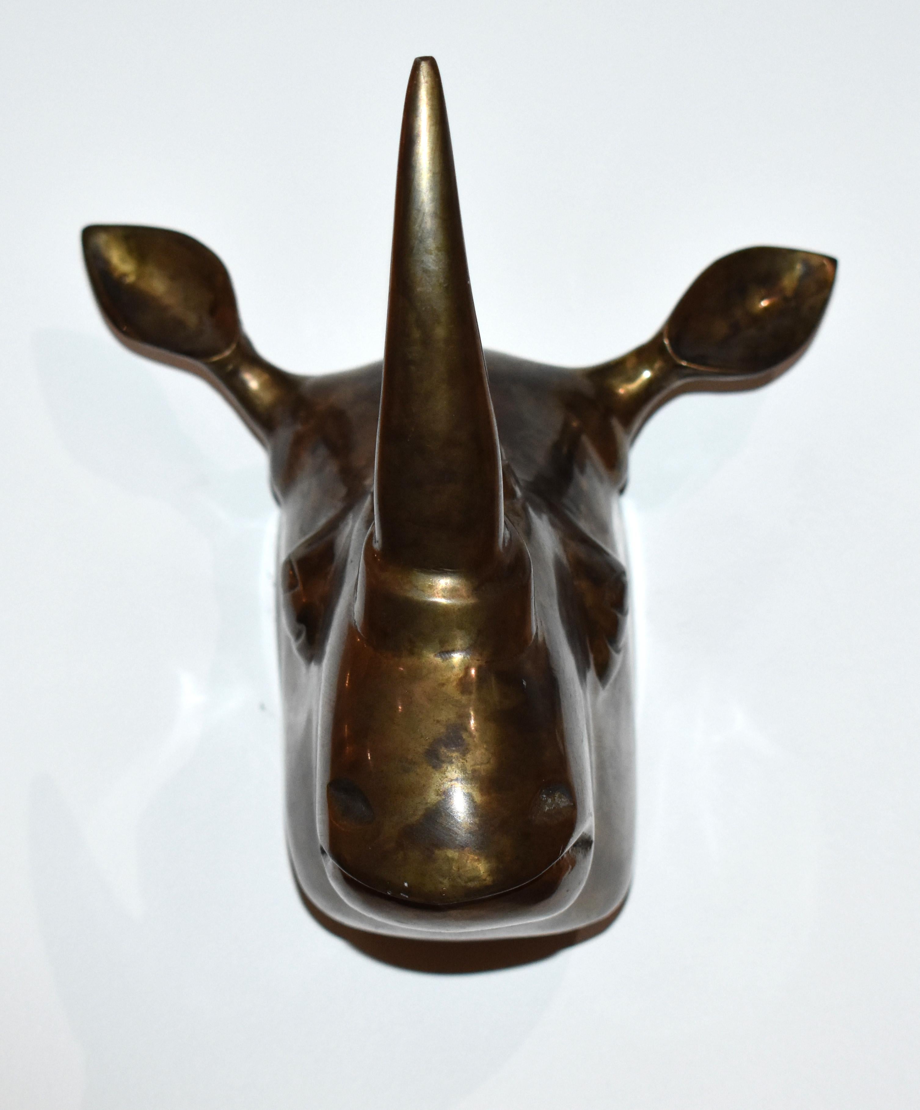 Late 20th Century Rhinoceros Head Wall Sculpture For Sale