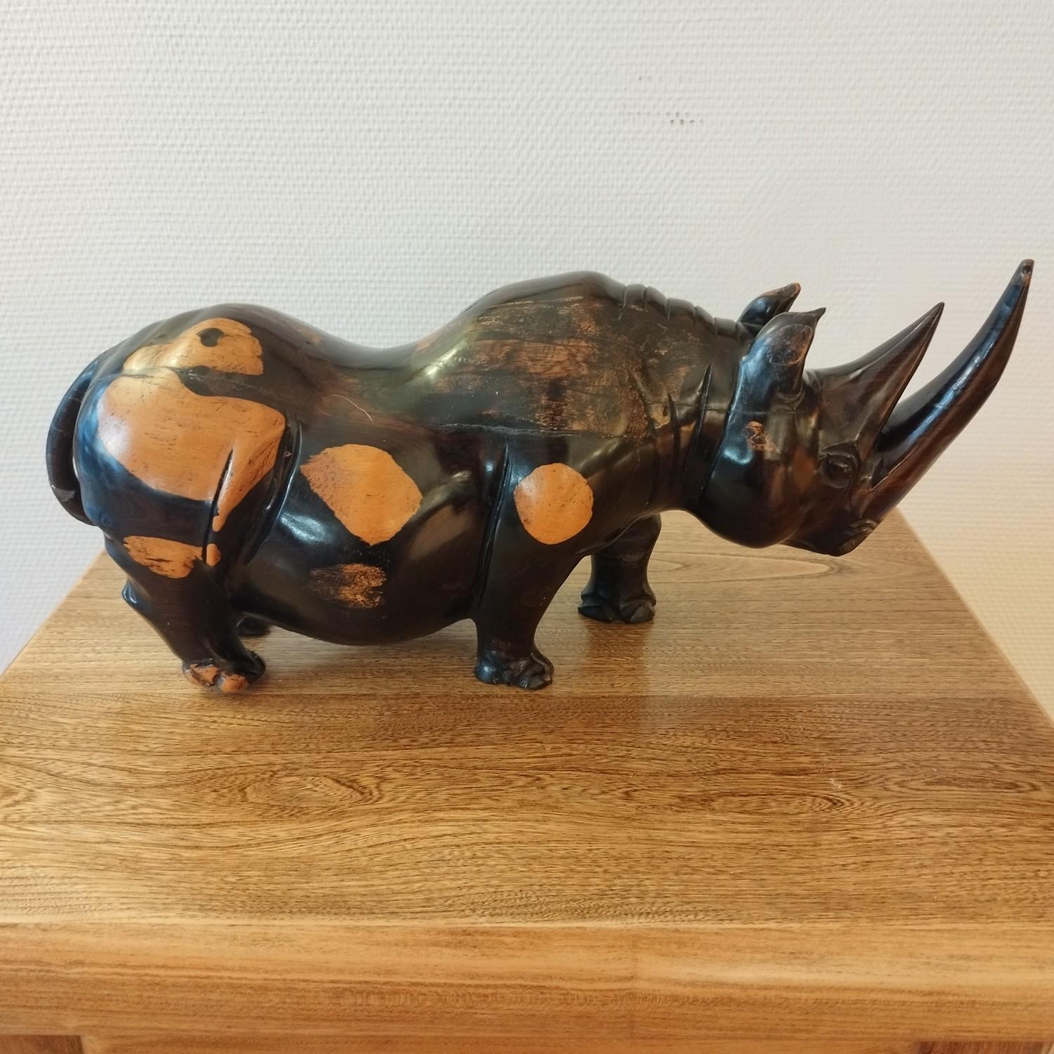 African Rhinoceros in wood