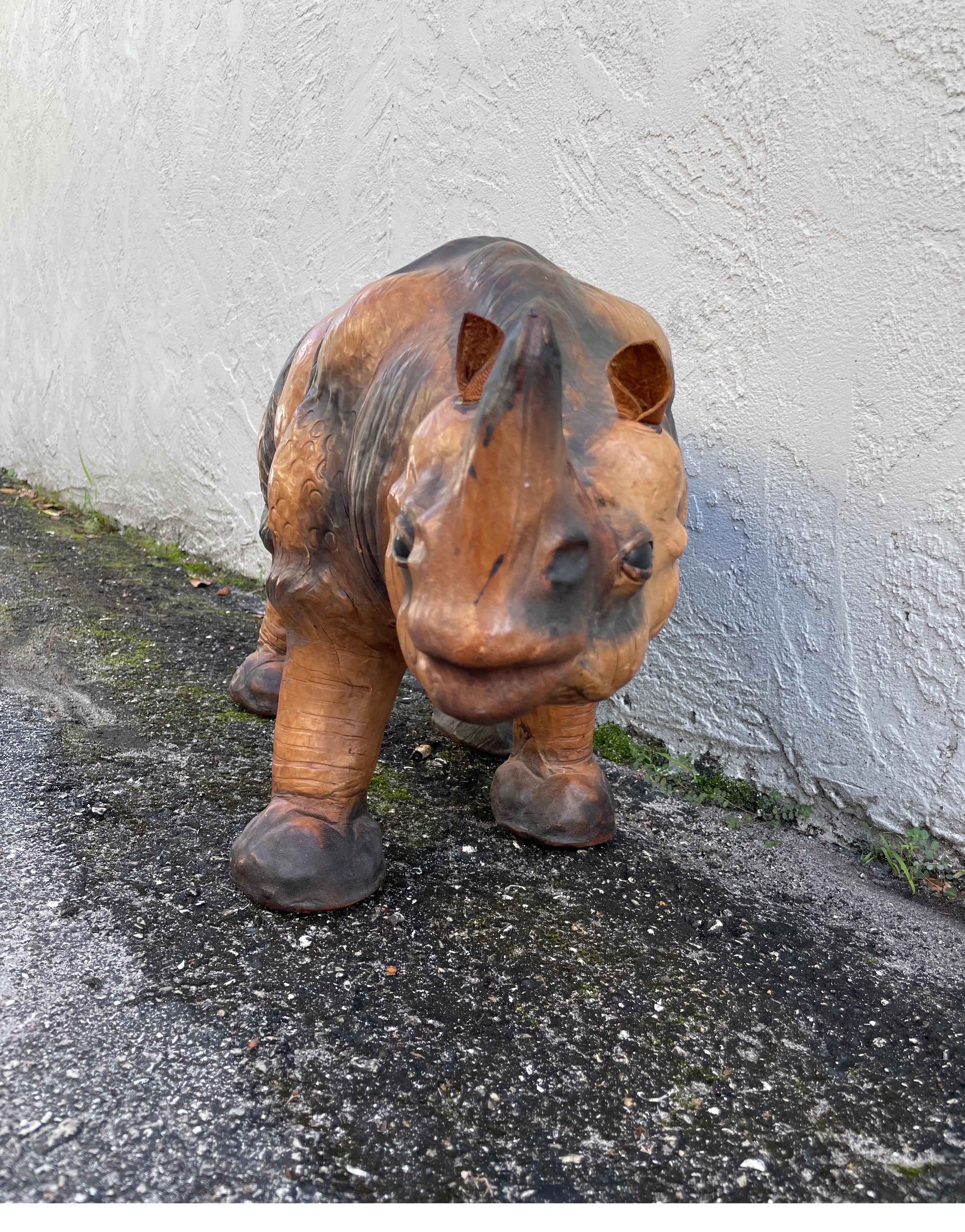 leather rhino footstool