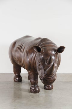 Rhinoceros-Skulptur, antikes Kupfer von Robert Kuo, einzigartig, Rhinoceros