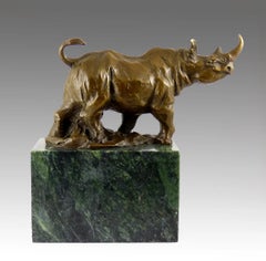 Rhinoceros Sculpture – Authentic Bronze Statue – Signed Milo