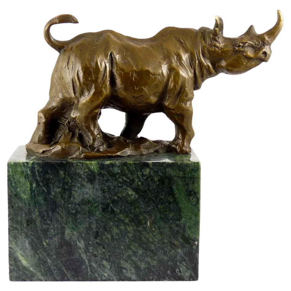 Rhinoceros Sculpture – Authentic Bronze Statue – Signed Milo For Sale