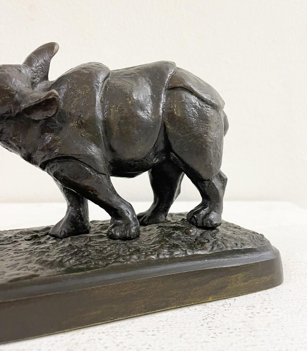 Rhinoceros Sculpture by Antonio Amorgasti, Bronze Signed and Dated, 1928 For Sale 2