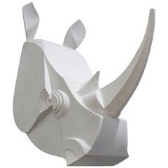 Rhinoceros Sculpture in Painted Metal