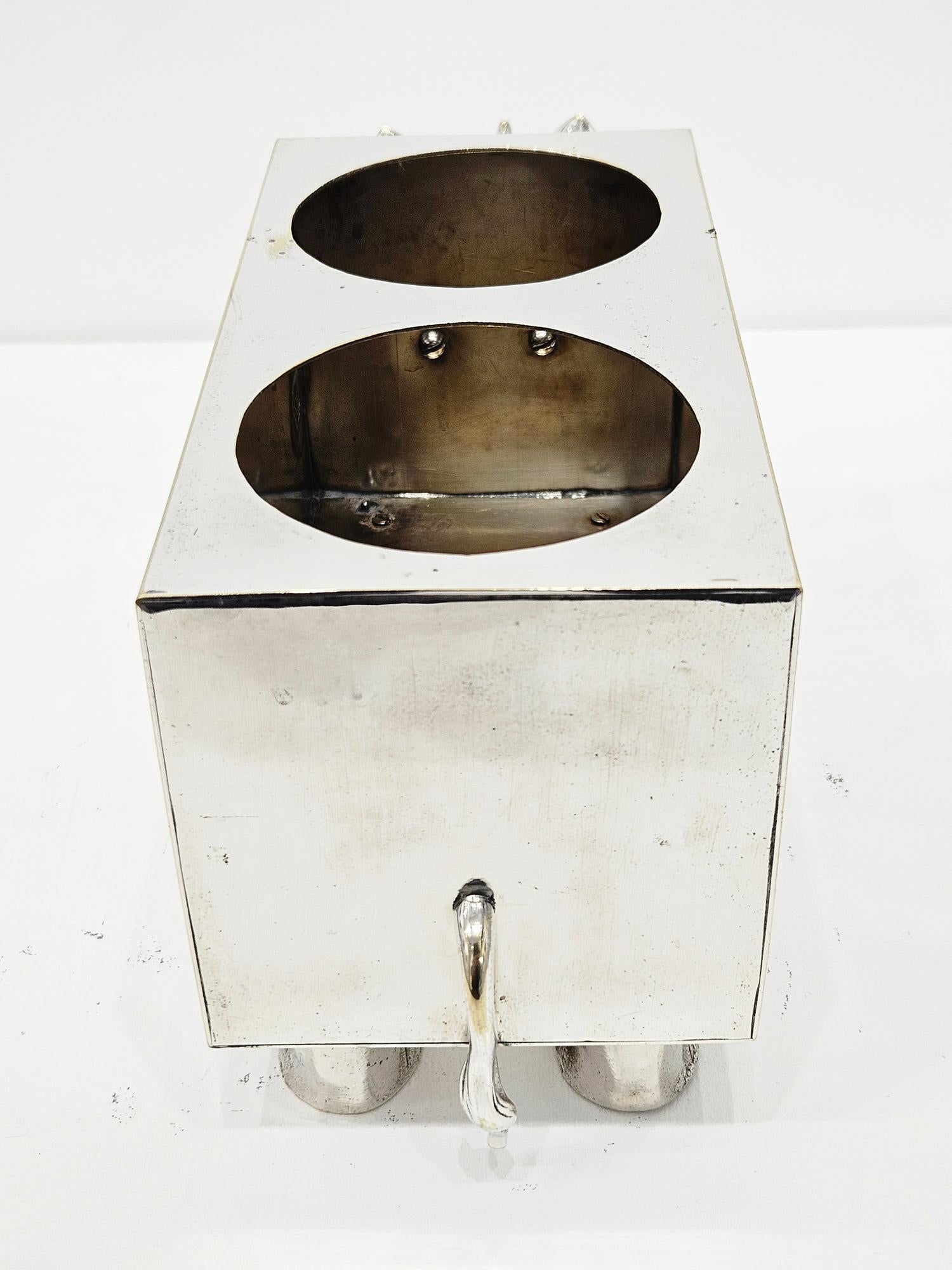 Mid Century Rhino Rhinoceros Silver Plate Novelty Wine Bottle Holder Stand, 1960 For Sale 8
