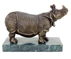 Rhinoceros Statue, Bronze Sculpture in the style of Rembrandt Bugatti