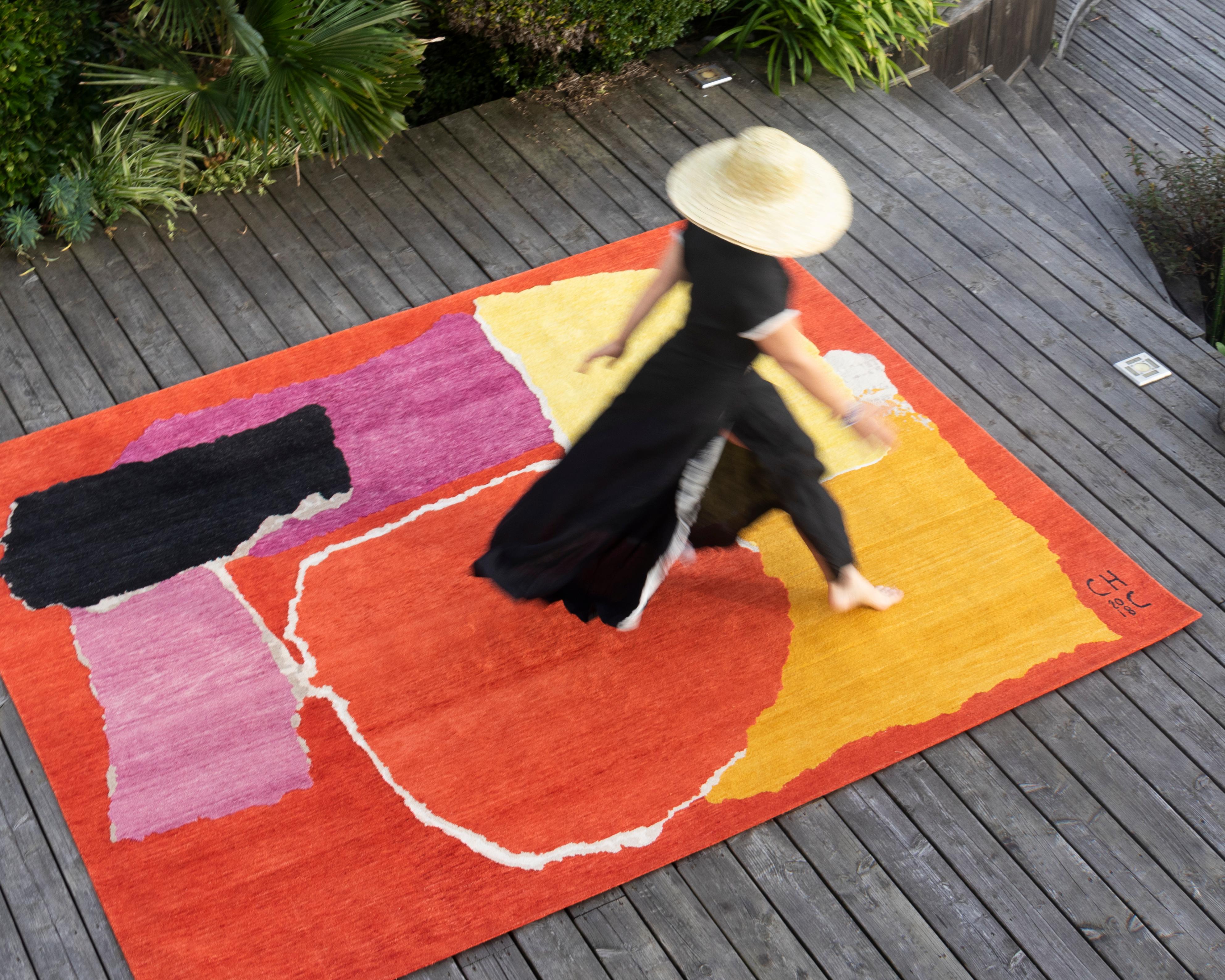 Rhizomes 1 farbenfroher handgeknüpfter Teppich von Charlotte Culot (Moderne) im Angebot