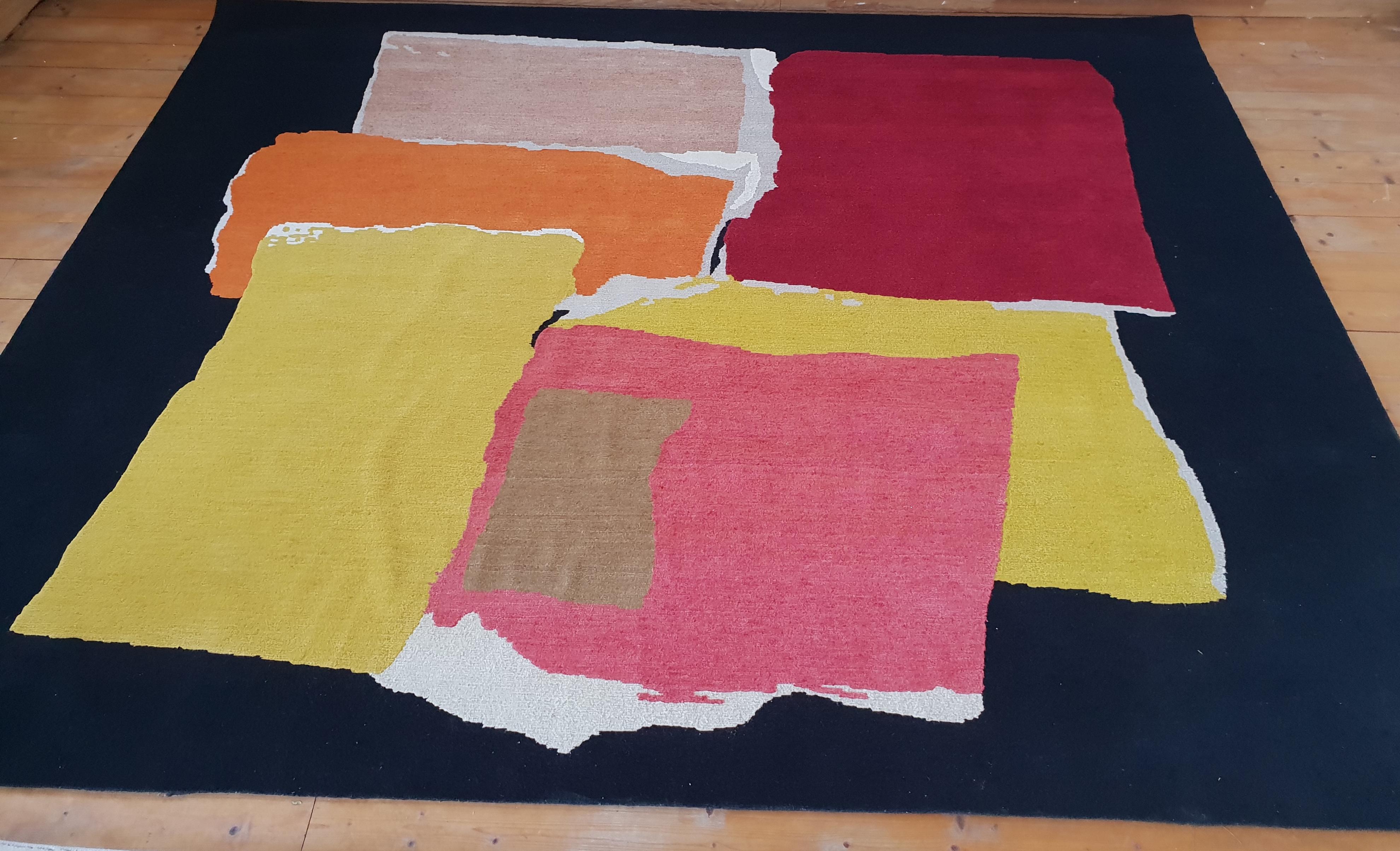 Rhizomes 4 colorful hand knotted rug by Charlotte Culot
Edition: 8
Signed
Dimensions: 190 x 155 cm
Materials: Silk, wool, linen, allo
Hand knotted.

During a visit to Château La Coste in 2018 Charlotte Culot was inspired by a strikingly