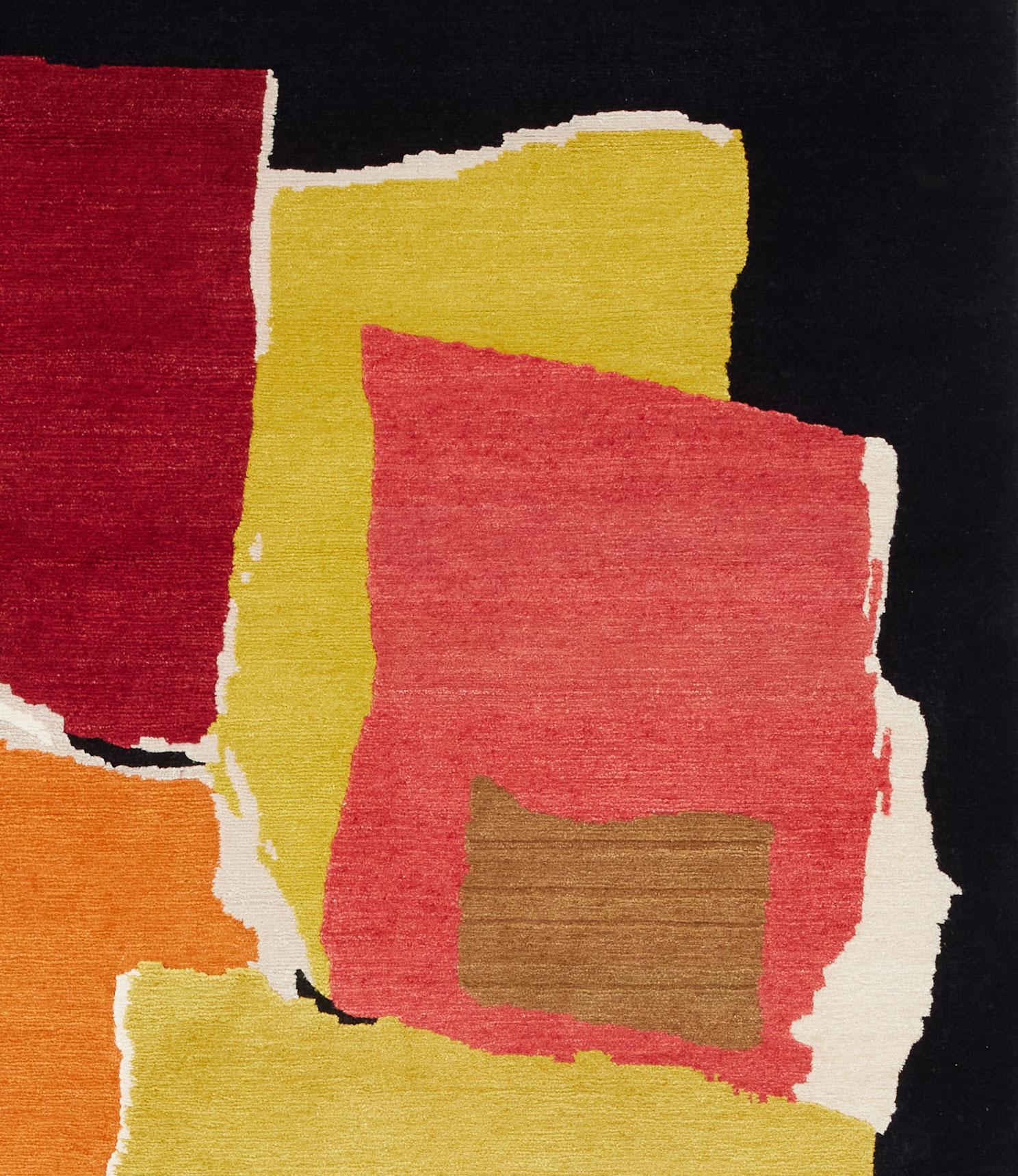 Nepalese Rhizomes 4 Colorful Hand Knotted Rug by Charlotte Culot For Sale