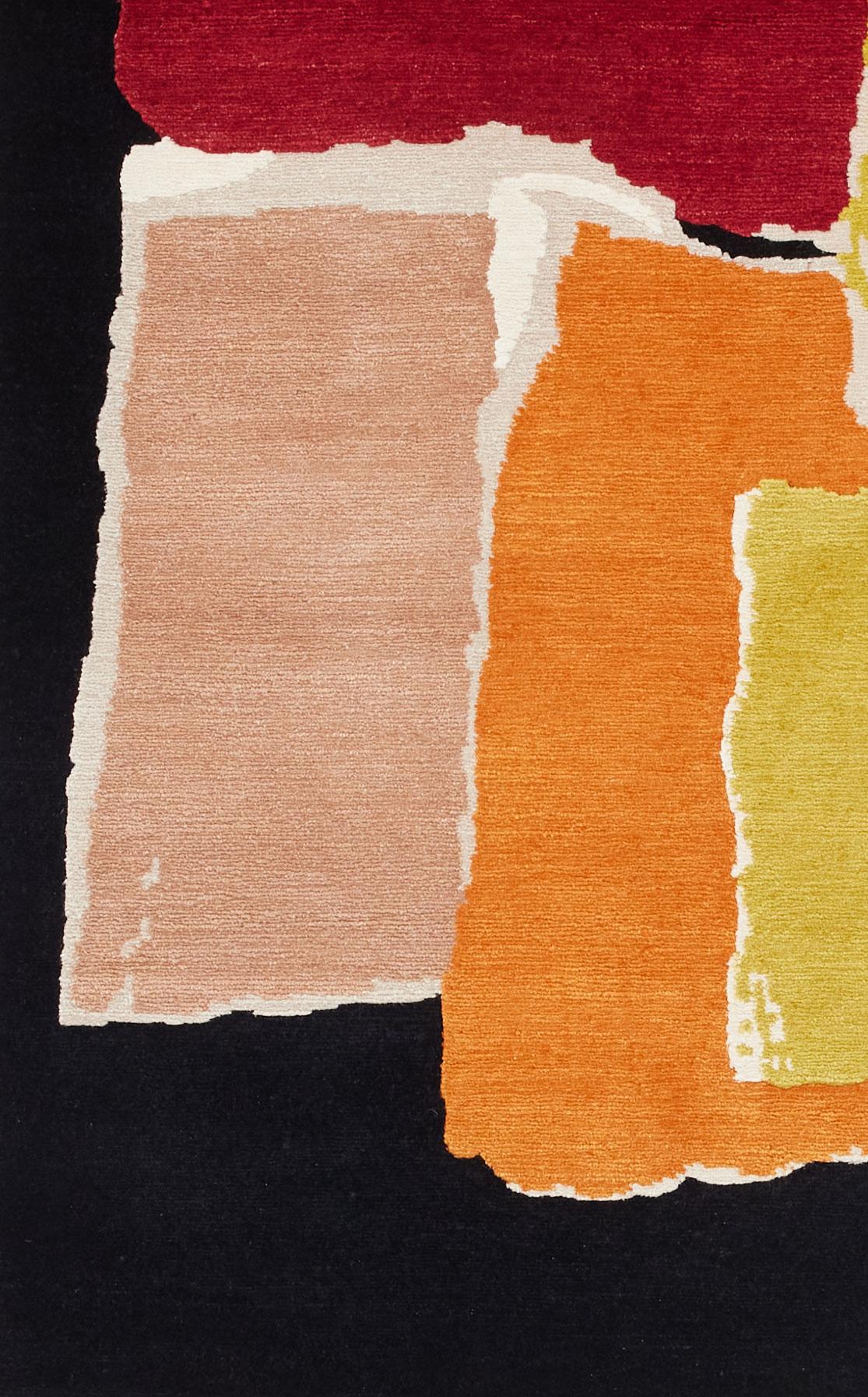Contemporary Rhizomes 4 Colorful Hand Knotted Rug by Charlotte Culot For Sale