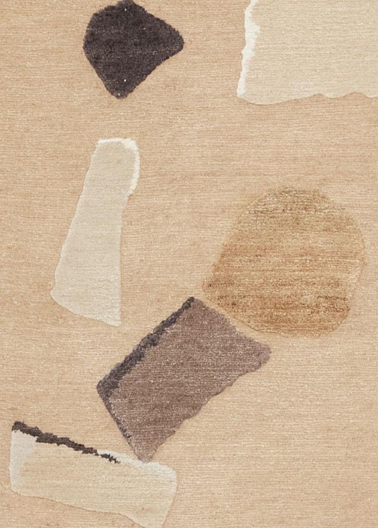 Nepalese Rhizomes Cobble Stone Tabac Hand Knotted Rug by Charlotte Culot For Sale