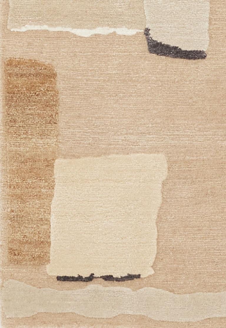Modern Rhizomes Cobble Stone Tabac Hand Knotted Rug by Charlotte Culot For Sale