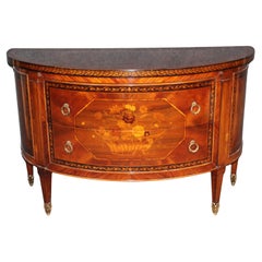 Rho Mobili Italian Made Inlaid Bronze Mounted Demilune Louis XVI Style Commode