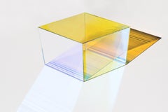 RHO SQUARE 35cm Blue Orange Contemporary Designer Coffee Table