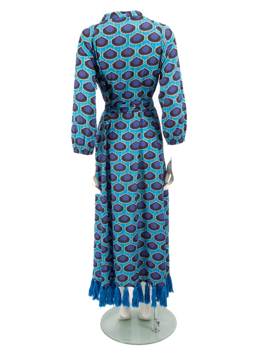 Rhode Blue Abstract Tassel Trimmed Maxi Dress Size M In Good Condition In London, GB