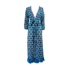 Rhode Blue Abstract Tassel Trimmed Maxi Dress Size M