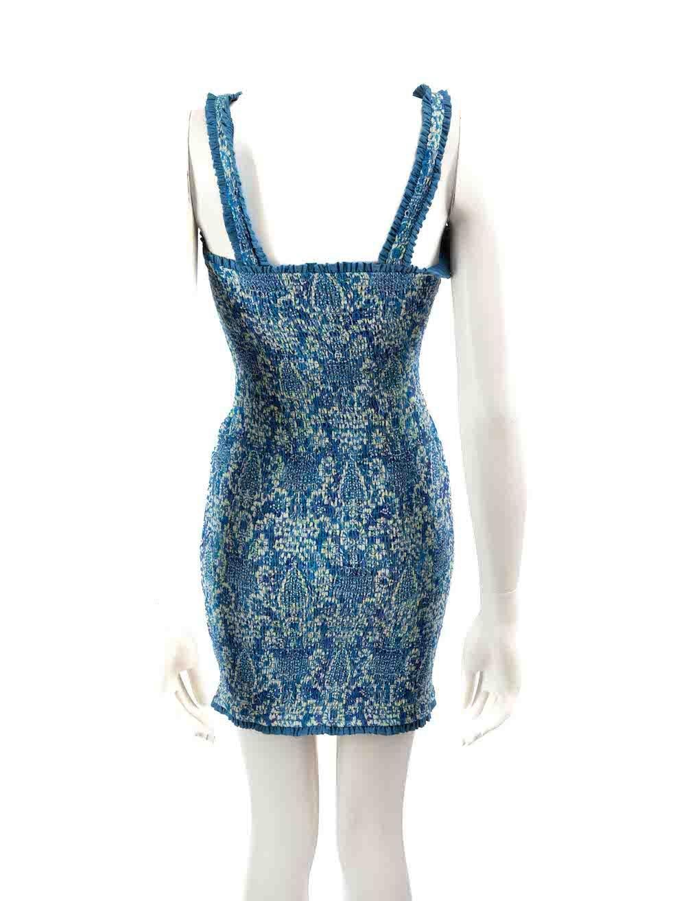Rhode Blue Floral Jasmine Smocked Mini Dress Size M In New Condition For Sale In London, GB
