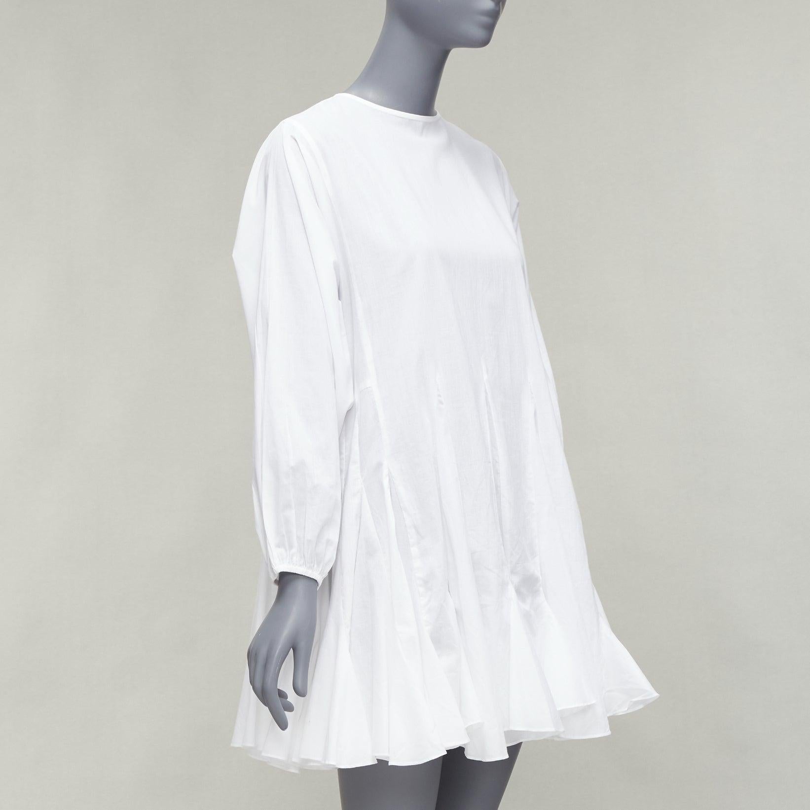 Gray RHODE Ella white cotton long sleeve flutter hem tent dress XS For Sale