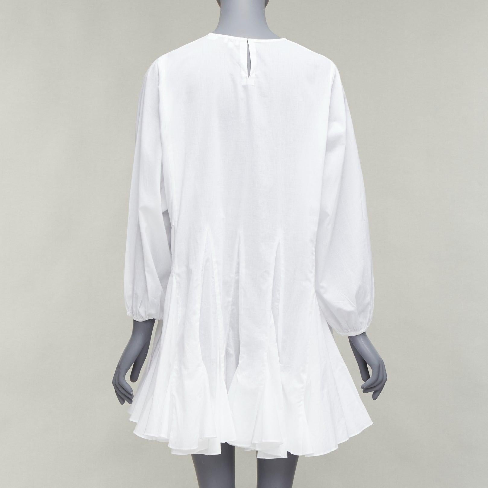 RHODE Ella white cotton long sleeve flutter hem tent dress XS For Sale 1