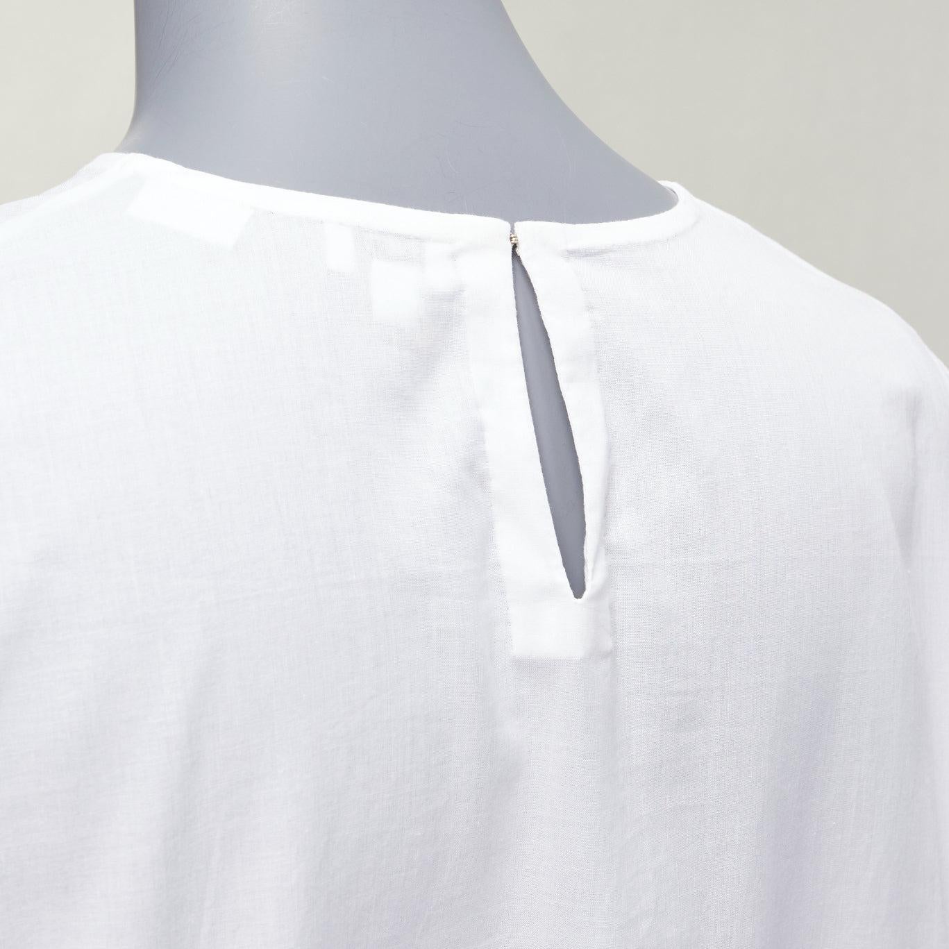 RHODE Ella white cotton long sleeve flutter hem tent dress XS For Sale 3