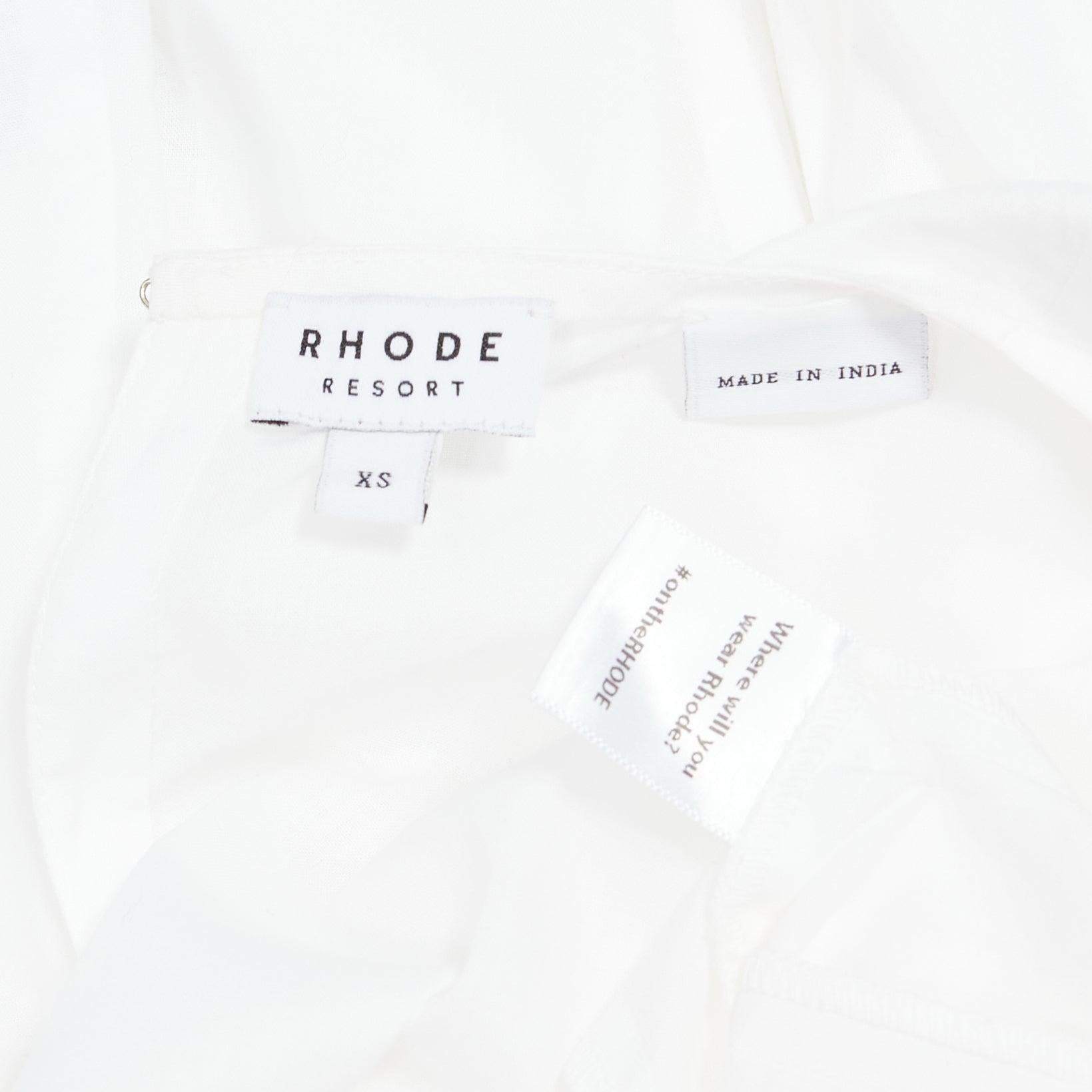 Rhode Ella robe tente en coton blanc à manches longues et ourlet papillon XS en vente 4