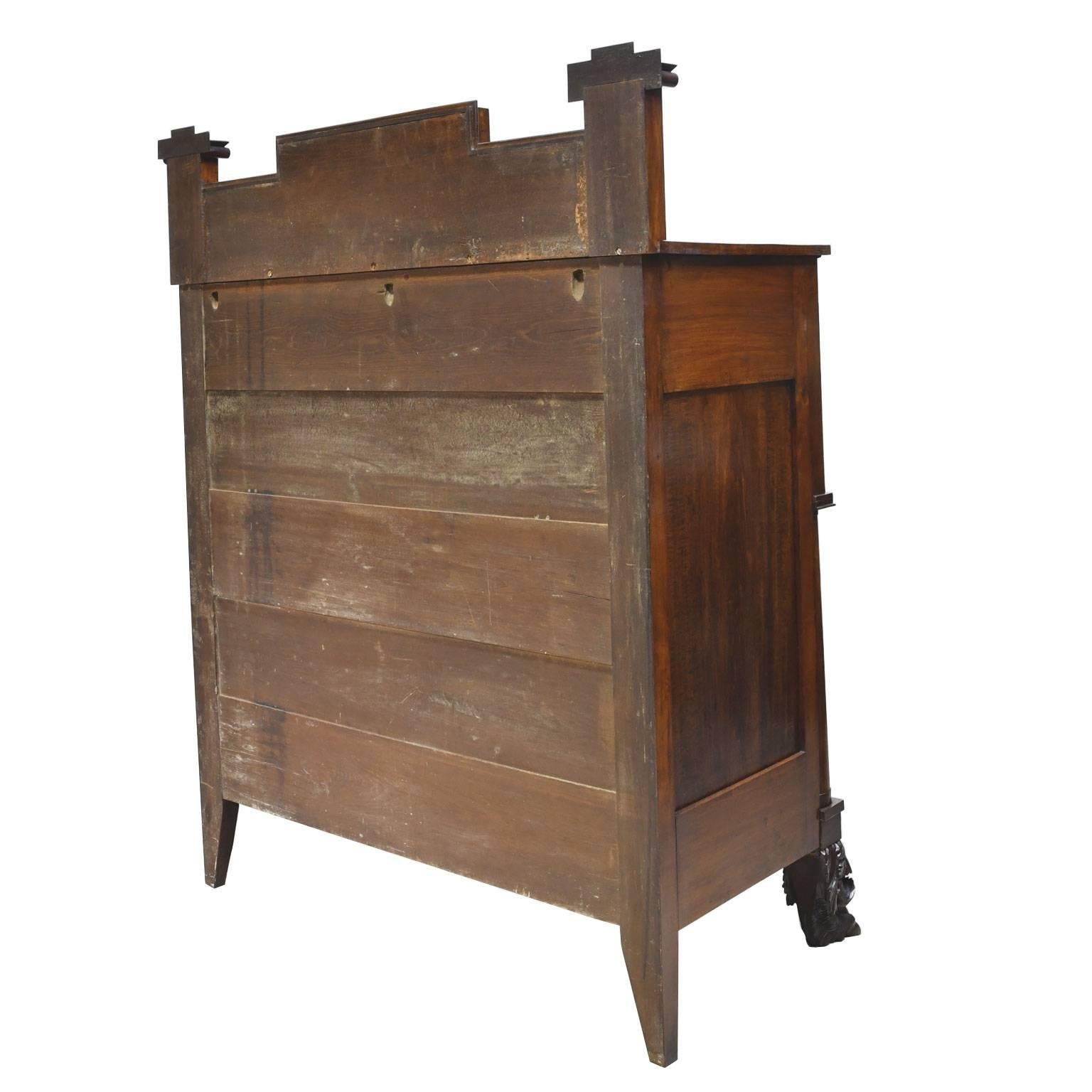 American Empire Rhode Island Empire Butler's Chest of Drawers with Desk in Mahogany, circa 1825 For Sale
