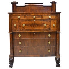 Antique Rhode Island Empire Butler's Chest of Drawers with Desk in Mahogany, circa 1825