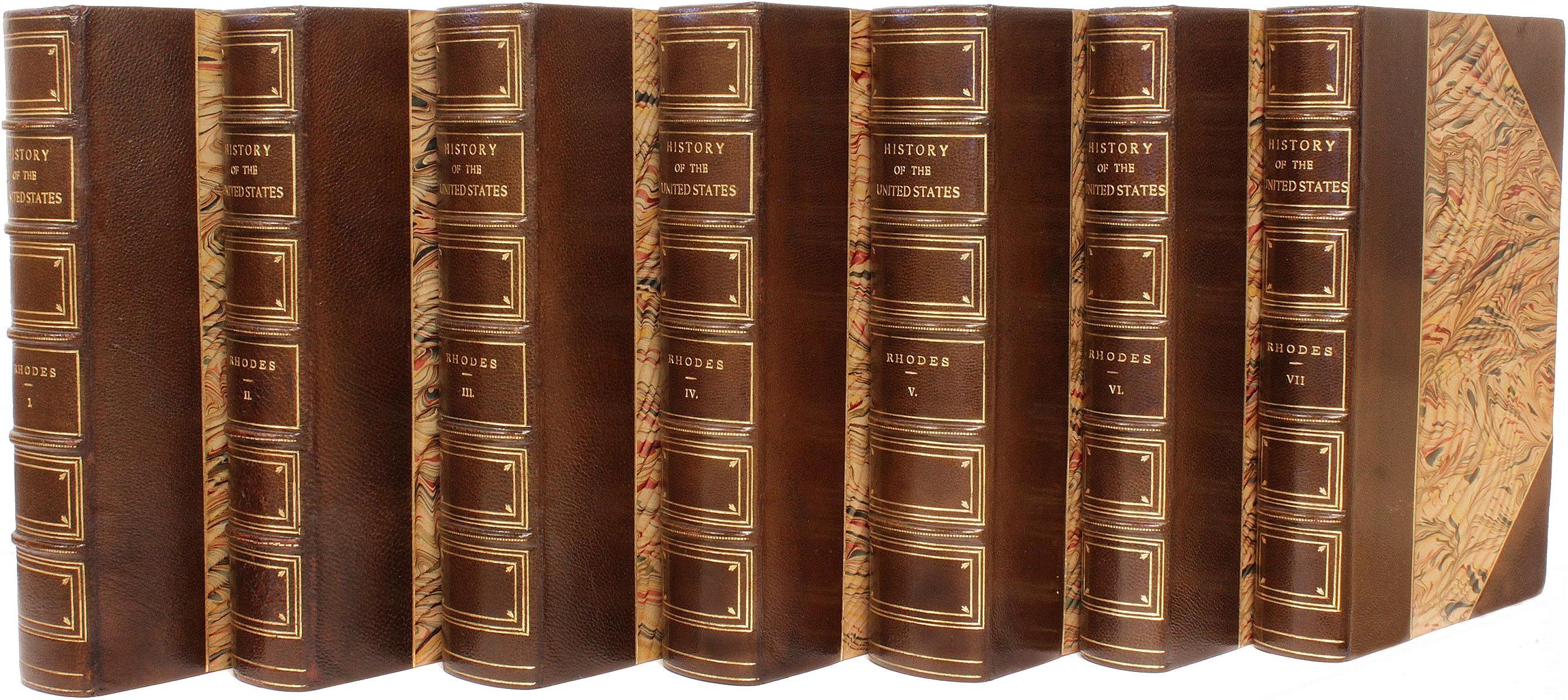 AUTHOR: RHODES, James Ford. 

TITLE: History Of The United States From The Compromise of 1850 To The Final Restoration Of Home Rule At The South In 1877.

PUBLISHER: NY: The Macmillan Company, 1910.

DESCRIPTION: 7 vols, 8-11/16